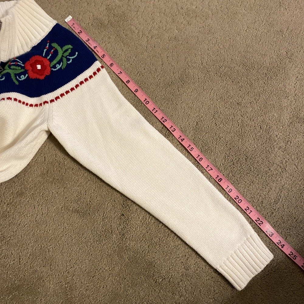 TALBOTS 100% COTTON ZIP-UP WOMEN'S CARDIGAN SWEATER MOCK NECK FLORAL SIZE SP - Picture 14 of 16